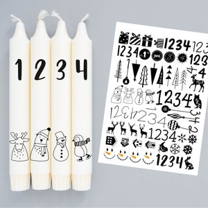 DIN A4 - tattoo film - Advent numbers - for candles / ceramics - Christmas - 067