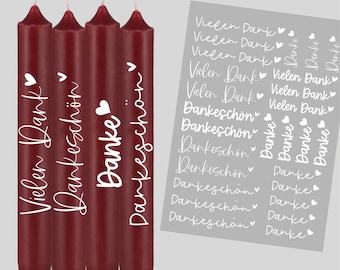 DIN A4 - Tattoo foil - Sayings to give away - Thank you - White - for candles / ceramics Weiss018