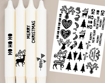 DIN A4 - Tattoo foil - Scandi Hygge - Black - for candles / ceramics - Christmas - 246