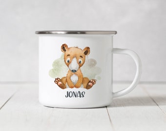 Enamel Cup - Little Forest Explorer Bear - Autumn - 285