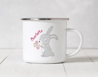 Enamel Mug - Happy Bunny - Flowers - Easter - 322