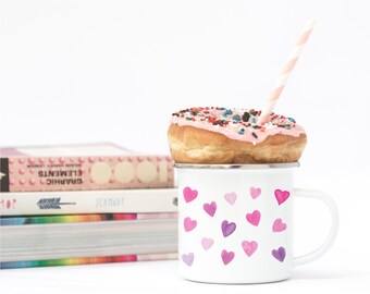 Enamel Mug - Pink Hearts - 062