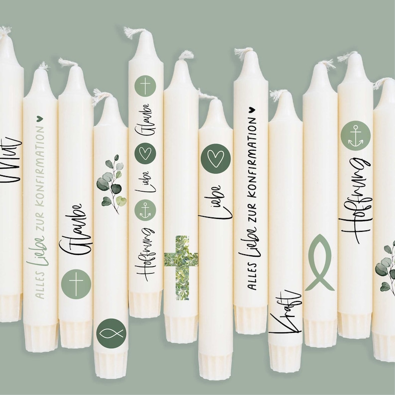 DIN A4 candle tattoo foil confirmation plain sage green for candles / ceramics 365 image 2