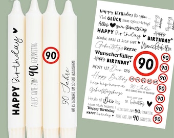 DIN A4 - Tattoofolie - Geburtstag - 90 - für Kerzen / Keramik 438
