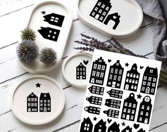 Rub-On Stickers - Scandinavian Houses - Aunt Henni Rub-Ons - can be used in a variety of ways 003