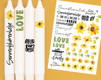 DIN A4 - Candle tattoo foil - Sunflowers - for candles / ceramics - 198