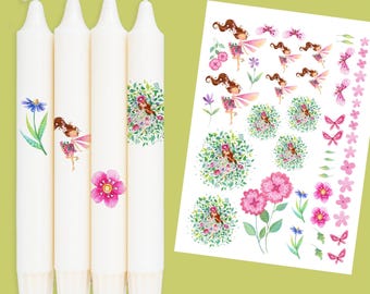 DIN A4 - Tattoo foil - Summer Breeze & Flower Fairy - Adoringly Dzio - for candles / ceramic candle tattoo 268