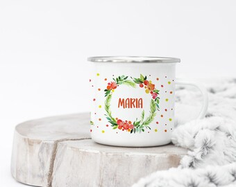 Enamel Mug - Flower Wreath - 060