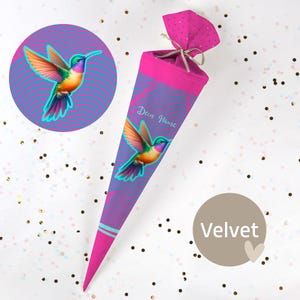 Kit couture DIY cône d'école - Kolibri Rose - Velours - à coudre soi-même Vel605