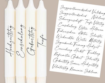 DIN A4 - candle tattoo film - various occasions - cursive - for candles / ceramics - 353