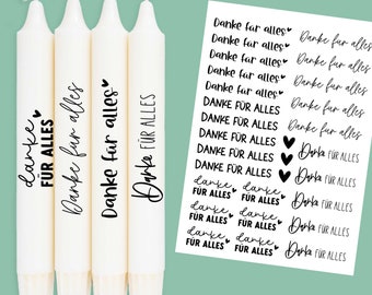 DIN A4 - candle tattoo foil - thank you for everything - different fonts - for candles / ceramics - 333