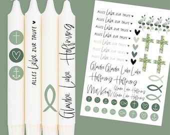 DIN A4 - lámina para tatuajes de velas - bautismo - liso - verde salvia - para velas / cerámica - 375