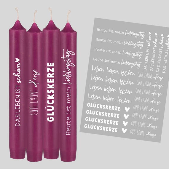 DIN A4 - Tattoofolie - Gute Laune Kerze - Weiß - für Kerzen / Keramik Weiss007