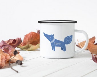 Enamel Mug - Scandi Fox - blue - 076