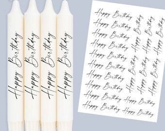 DIN A4 - Kerzen-Tattoofolie - Happy Birthday - Schreibschrift - für Kerzen / Keramik - 287