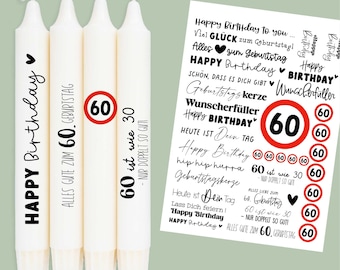 DIN A4 - Tattoo foil - Birthday - 60 - for candles / ceramics 435