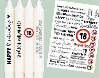 DIN A4 - Tattoo foil - Birthday - 18 - for candles / ceramics 430