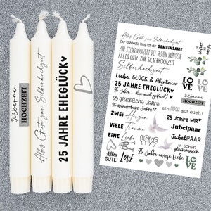 DIN A4 candle tattoo foil silver wedding for candles / ceramics 192 image 1