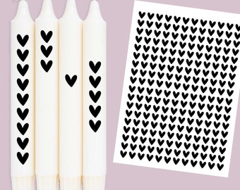 DIN A4 - lámina de tatuaje de vela - MINI corazones - negro - para velas / cerámica - 362