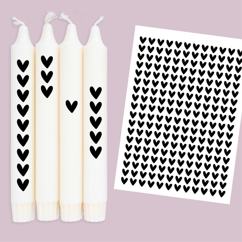 DIN A4 candle tattoo foil MINI hearts black for candles / ceramics 362 image 1