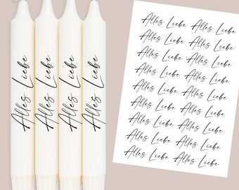 DIN A4 - candle tattoo foil - all love - cursive - for candles / ceramics - 284