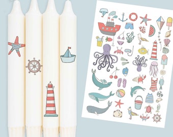 DIN A4 - candle tattoo foil - I Love The Seaside - for candles / ceramics 373