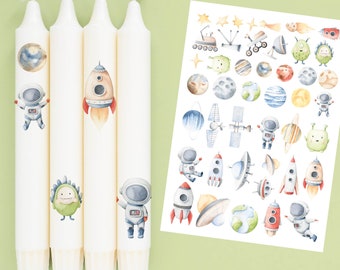 DIN A4 - Tattoo foil - Tiny Space Explorer - for candles / ceramics - 064