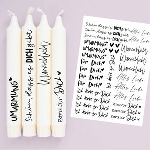 DIN A4 - candle tattoo film - sayings to give away - I think of you - for candles / ceramics - 70