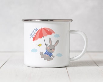 Emaille Becher - Happy Bunny - Rosa - Ostern - 318