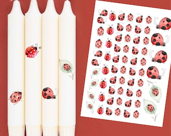 DIN A4 - Candle tattoo foil - Ladybug - for candles / ceramics - 199