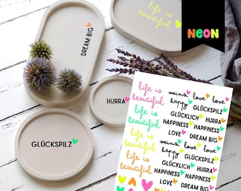 Neon Rub-On Sticker - life is beautiful - Aunt Henni Rubon - versatile use NeonRubons005