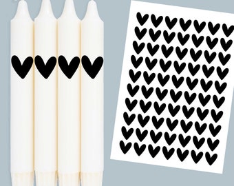 DIN A4 - candle tattoo foil - hearts - black - for candles / ceramics - 360