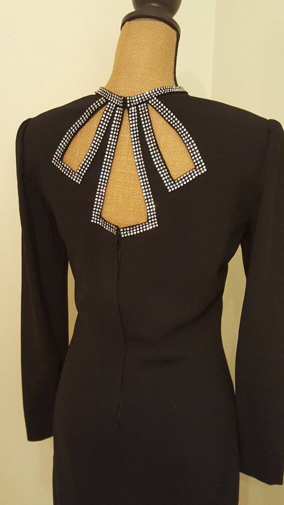 Vintage 1980s Travilla LBD with Rhinestones 1980s… - image 1