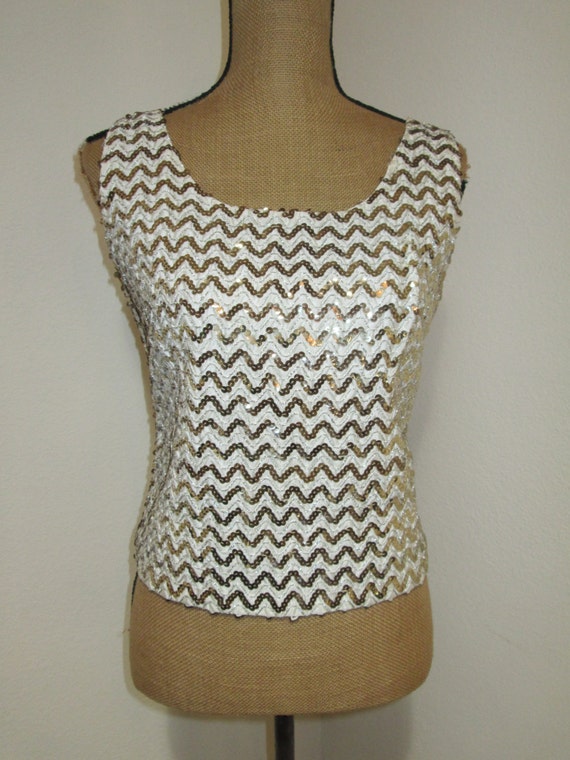 1950s Chevron Sequined Shell 1950s Blouse  Womens… - image 2