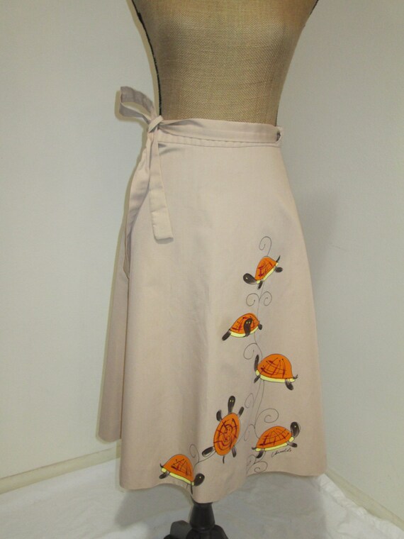 Fab Vintage 1960s Hand Painted Novelty Wrap Skirt,