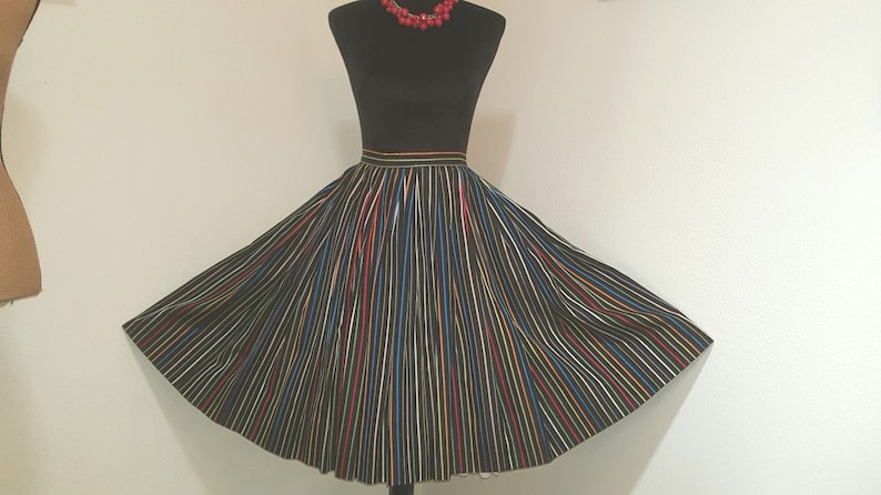 Killer 1950s Vintage Rainbow Taffeta striped skirt by Designer Emmy Richards taffeta vintage skirt Rainbow skirt 1950s skirt womens vintage