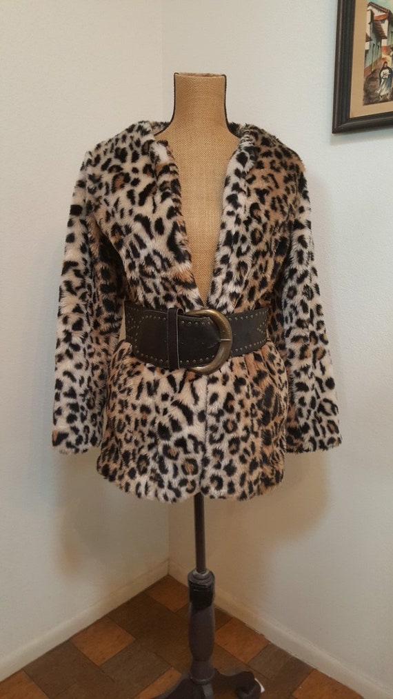 Faux Fur Leopard 1990s Jacket Leopard Jacket 1990s Fashion Rocker Punk Glam Faux Fur Vintage Separates Wardrobe Staple Etsy