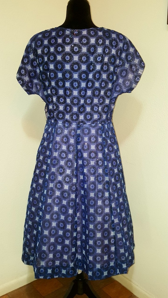 Volup Blue Viole Abstract 1950s Vintage Day Dress… - image 5