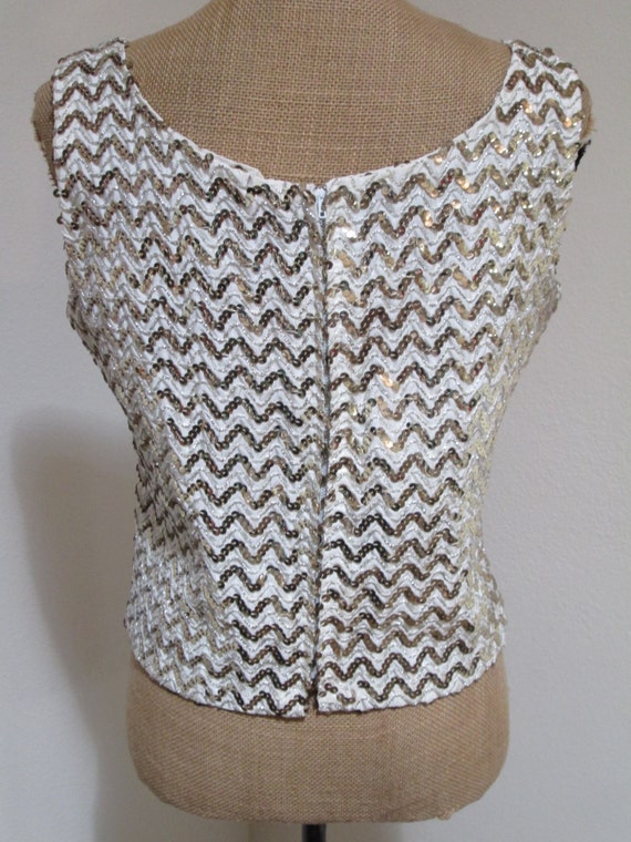 1950s Chevron Sequined Shell 1950s Blouse  Womens… - image 3