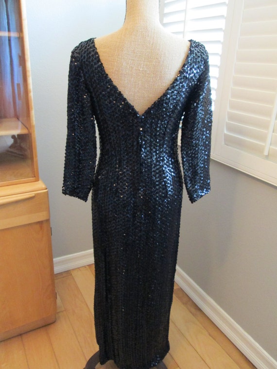 Black Sequin Vintage 1960s floor length Cocktail … - image 3