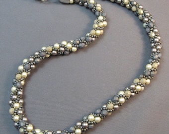 Beaded Necklace Pattern Tutorial - Cradled Pearls - 8 Strand Kumihimo