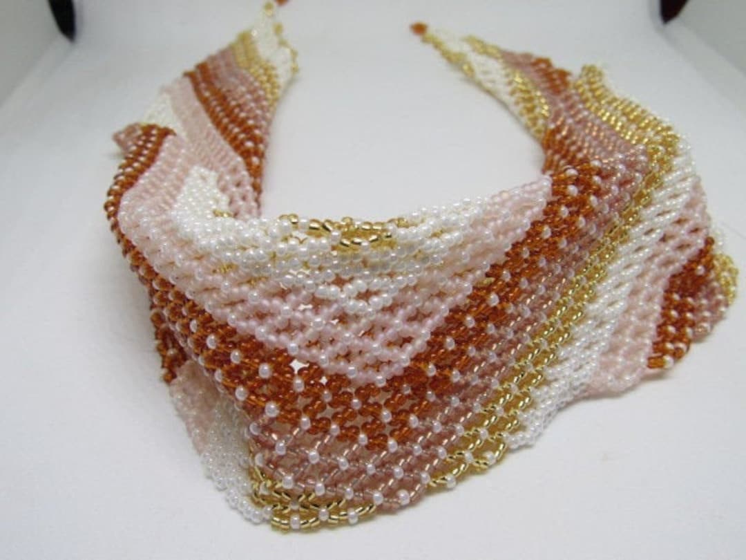 Beaded Necklace Pattern Tutorial - Chevron Scarf - Etsy, image size:1080x810