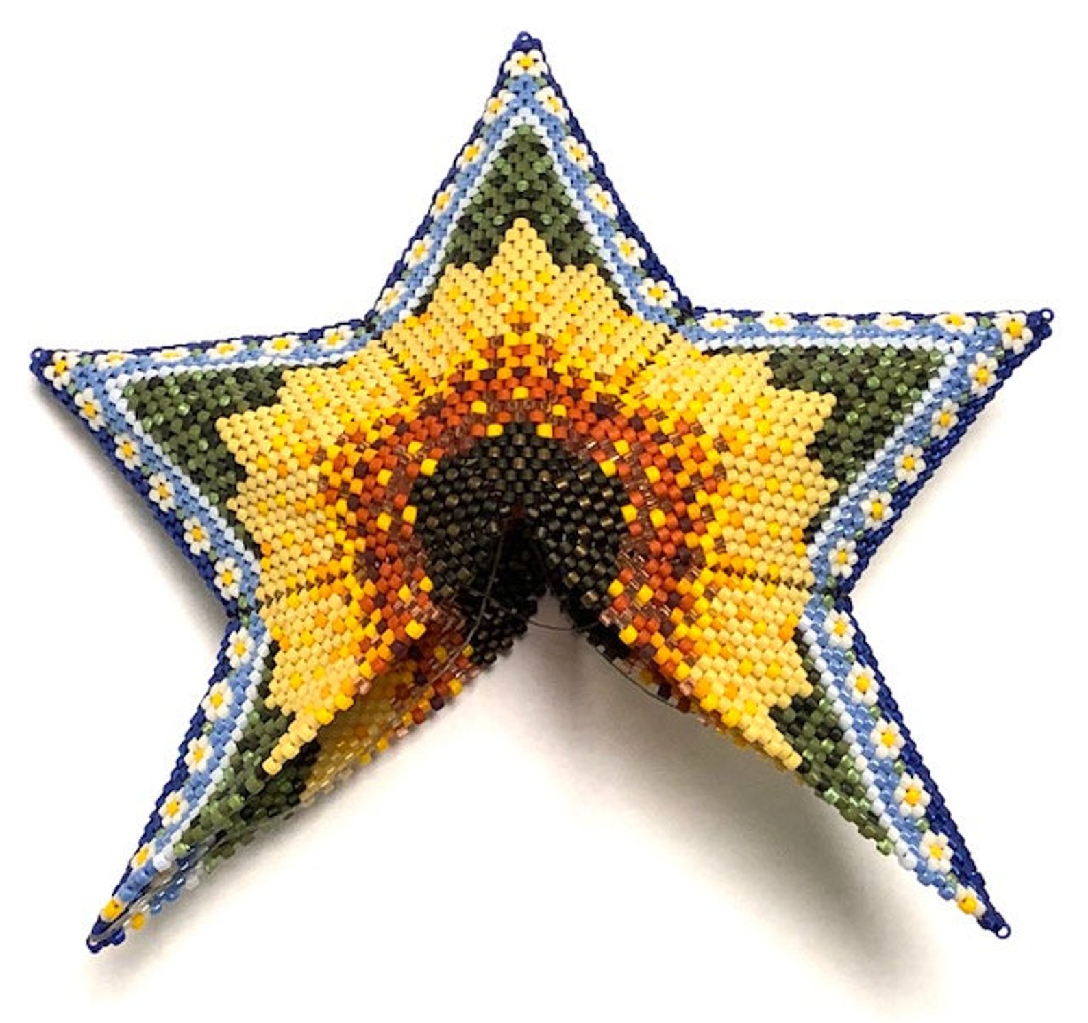 Beaded 3D Peyote Puffy Star Tutorial & Pattern Sunflower Etsy