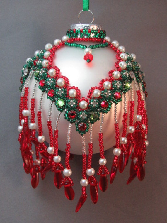 Beaded Christmas Ornament Cover Pattern Tutorial Enchanted Etsy