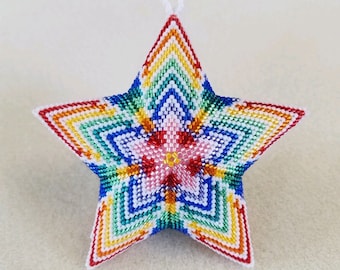 Beaded Peyote 3D Puffy Star Tutorial & Pattern - Follow Your Dreams - Rainbow