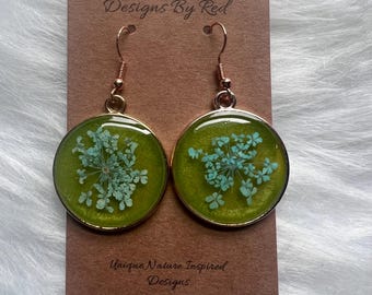 Blue Lime Floral Resin Earring