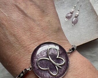Lilac Butterfly Bracelet Set