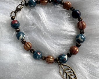 Golden Leaf Beaded Bracelet