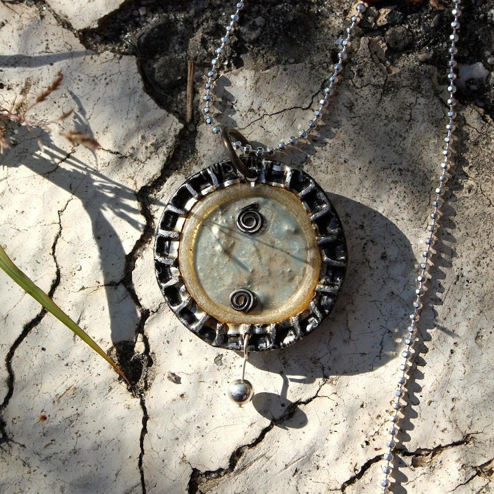 Reclaimed Found Object Metal Bottle Cap Jewelry Necklace-upcycled Found ...