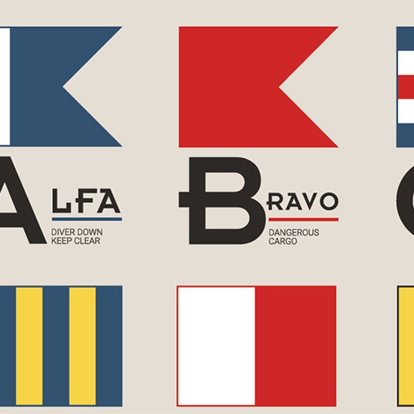 Nautical Maritime Naval Alphanumeric Signal Flags SVG Cut Files Vector Clipart Graphics